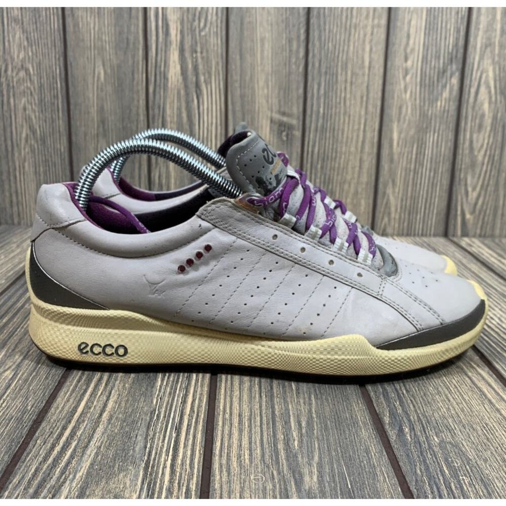 Ecco Womens Biom‎ Spikeless Golf Shoes Yak Leather Gray Purple 40 EU 9 US